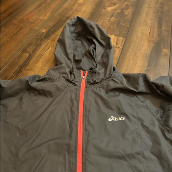 ASICS womens small weather proof rain coat w/ hood adjustable waste draw string - Picture 2 of 7